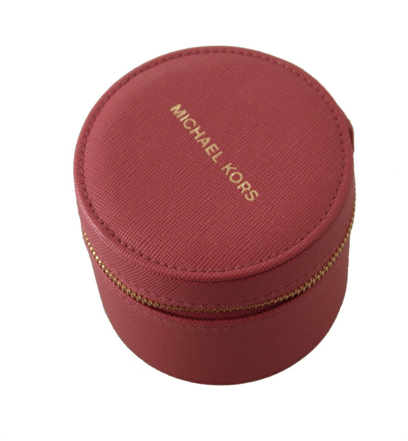 Pink Leather Zip Round Pouch Purse Storage Wallet
