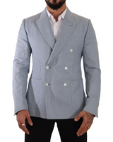 Blue Cotton Linen Slim Fit Jacket Coat Blazer