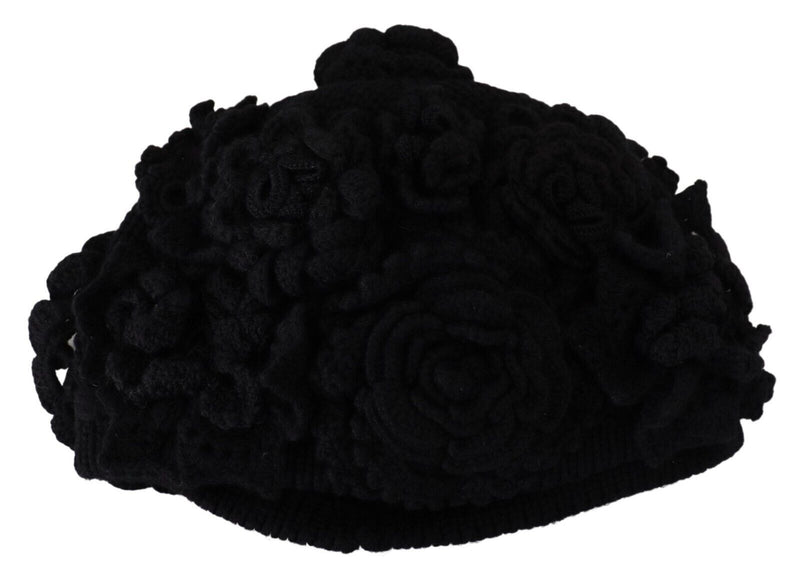 Elegante sombrero de gorro de lana virgen negra