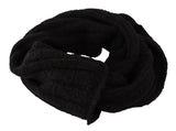 Black Virgin Wool Knitted Unisex Warmer Shawl Scarf
