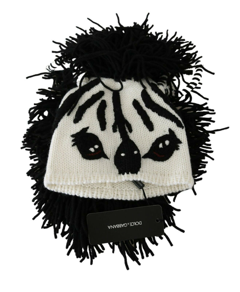 Black White Knitted Cashmere Animal Design Hat