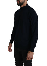 Dark Blue Crewneck Pullover 100% Wool Sweater