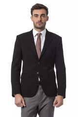 Elegant Two-Button Black Wool Jacket