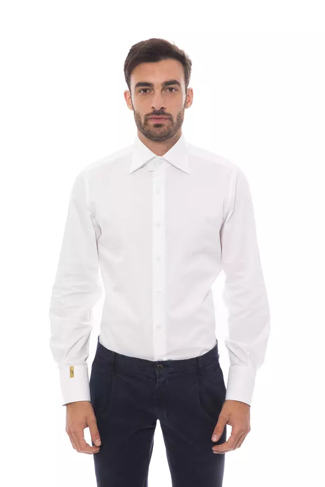 Elegant White Monogrammed Cotton Shirt