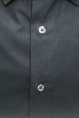 Sleek Black Cotton Slim Collar Shirt