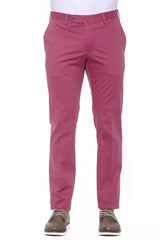 Elegant Fuchsia Cotton Blend Trousers