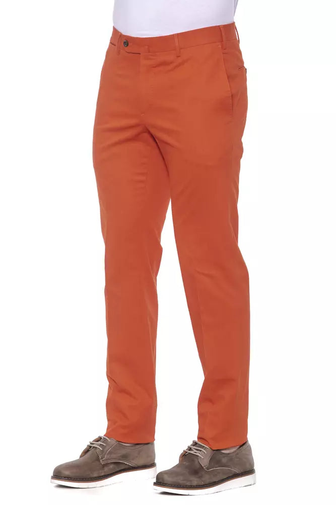 Chic Red Cotton Stretch Men's Trousers