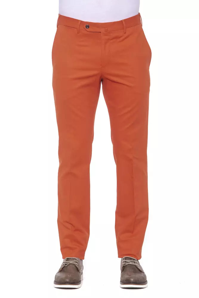 Chic Red Cotton Stretch Men's Trousers