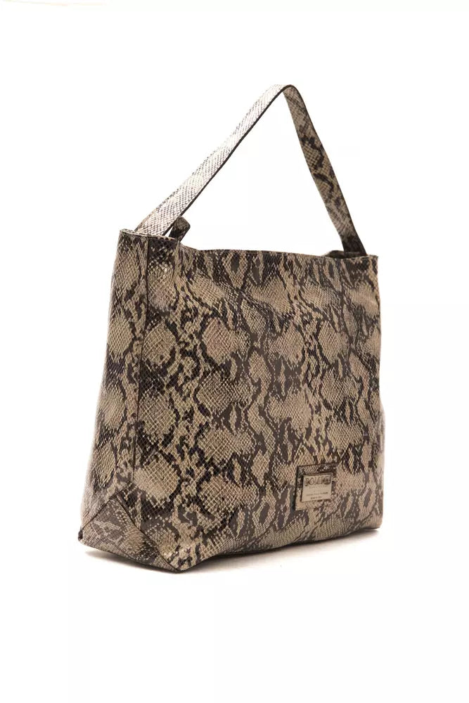Elegant Python Print Leather Shoulder Bag