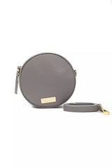 Chic Gray Leather Oval Crossbody Bag