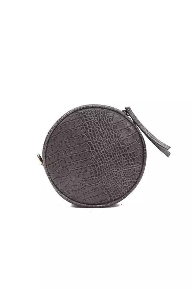 Chic Gray Croc-Print Leather Crossbody Bag