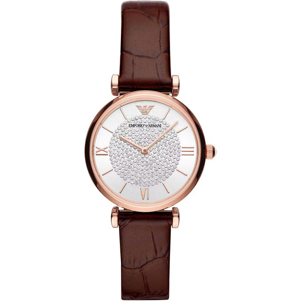 Elegante orologio in pelle Bordeaux per donne